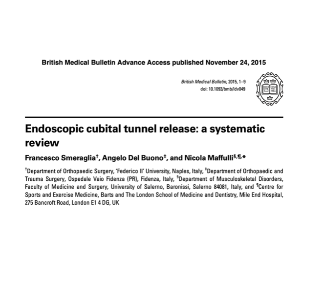 Articolo scientifico: Endoscopic cubital tunnel release: a systematic review